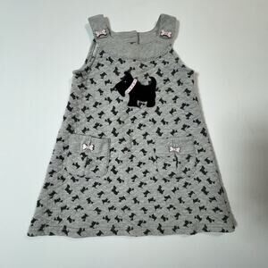 Blueberi Boulevard Girls 4T Jumper Dress Scottie Dog Gray Pink Pockets Playwear